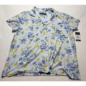 Lauren Ralph Cotton Top Only Pajama Flower Floral Women Size Large *Top Only*